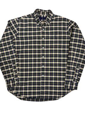 POLO RALPH LAUREN Plaid Designer Casual Business Button Long Sleeve Shirt Mens L